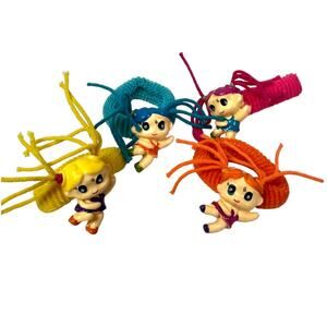 4 Vintage Ponytail Holders Hair Bands Elastics Ties  Gentle Terry Fabric Charms